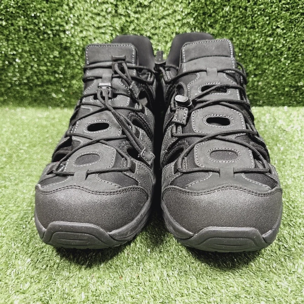 Orthofeet 1105 Saturn Black Leather Stretch Hands Free Sandals‎ Mens 10.5 X Wide
